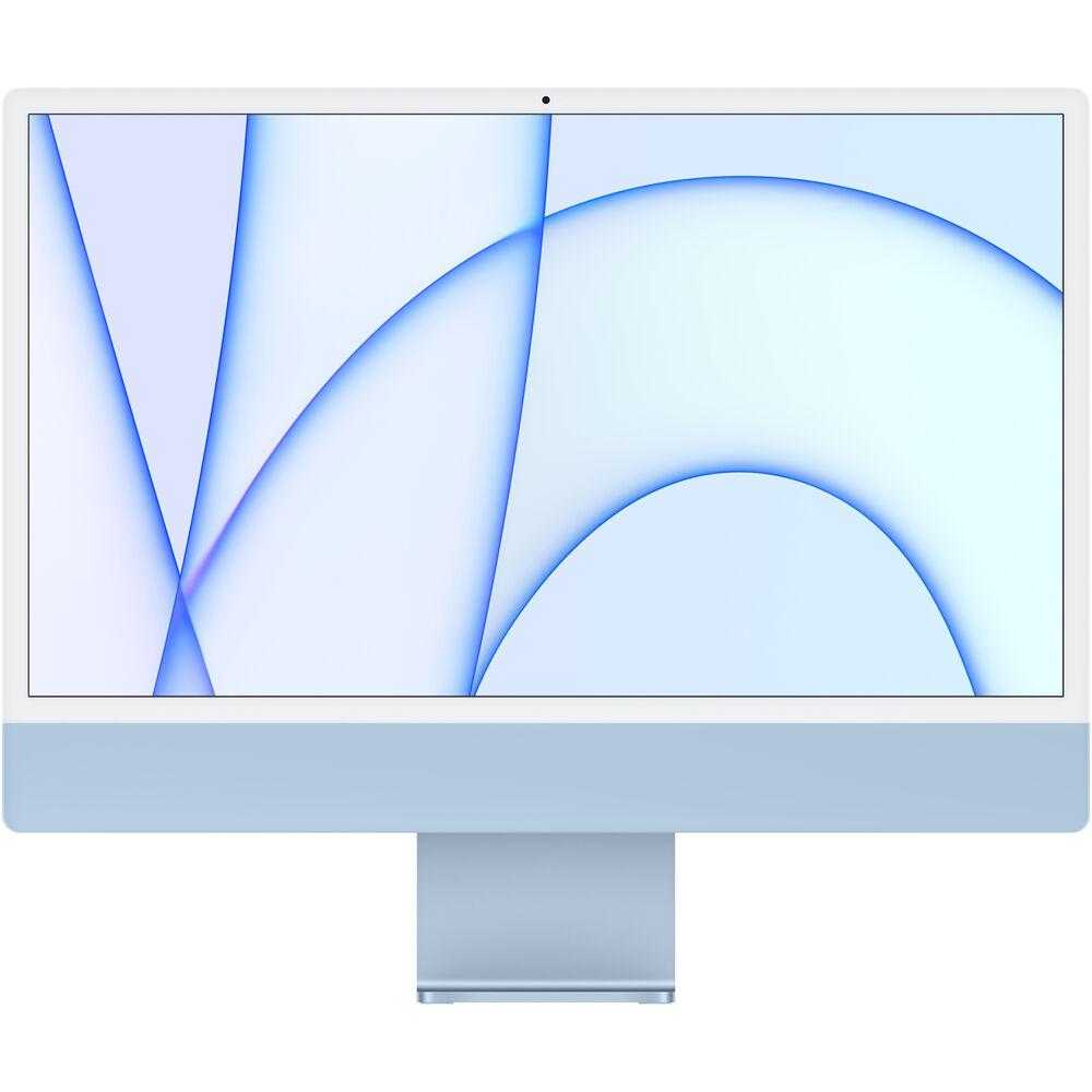 Sistem Desktop PC All-In-One Apple iMac 24? (Mid 2021), Apple M1, 8GB RAM, SSD 256GB, Apple M1 8-core GPU, macOS Big Sur, INT KB, Blue