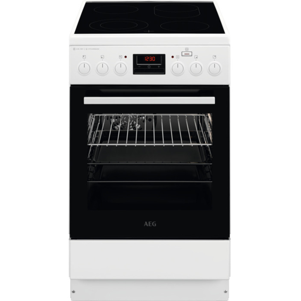  Aragaz electric Aeg CCB56481BW, Plita vitroceramica, Grill, 4 zone de gatit 