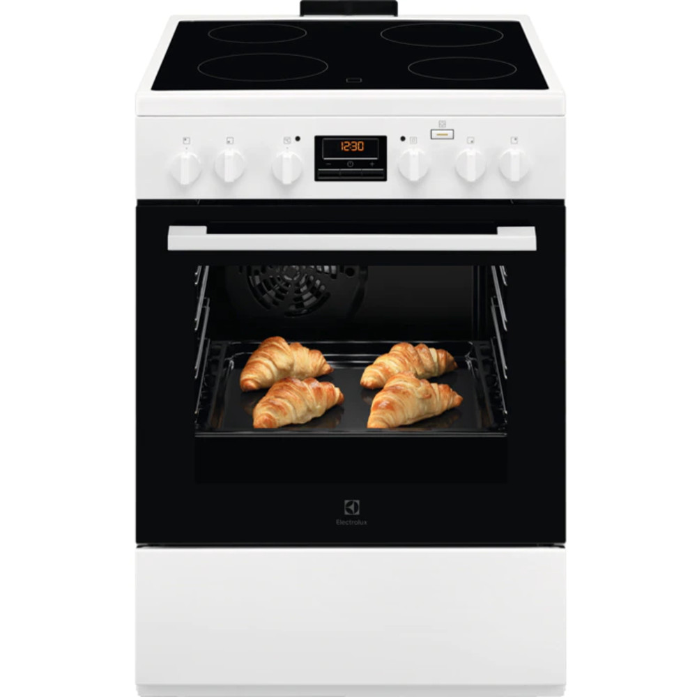 Aragaz electric Electrolux LKR664100W, Plita vitroceramica, Grill, 4 zone de gatit