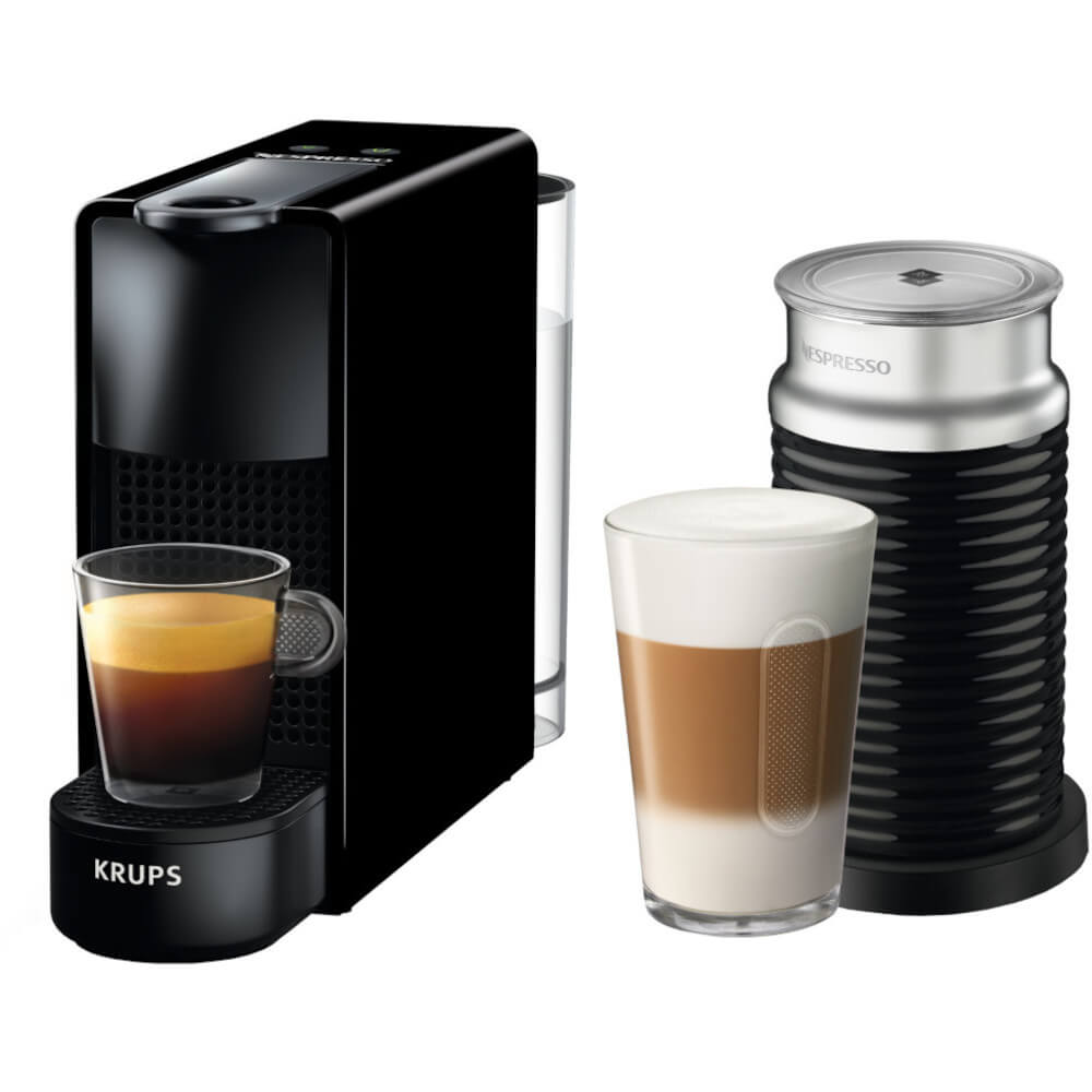 Espressor Nespresso Krups Essenza Mini + Aeroccino XN111810, 1300 W, 19 Bar, 0.6 L, Negru 