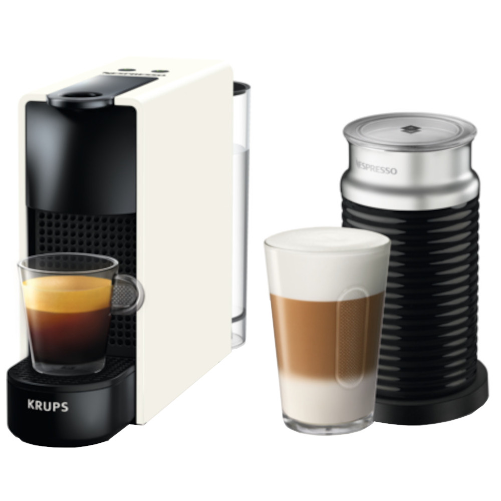  Espressor Nespresso Krups Essenza Mini + Aeroccino XN111110, 1450 W, 19 bar, 0.6 L, Alb 