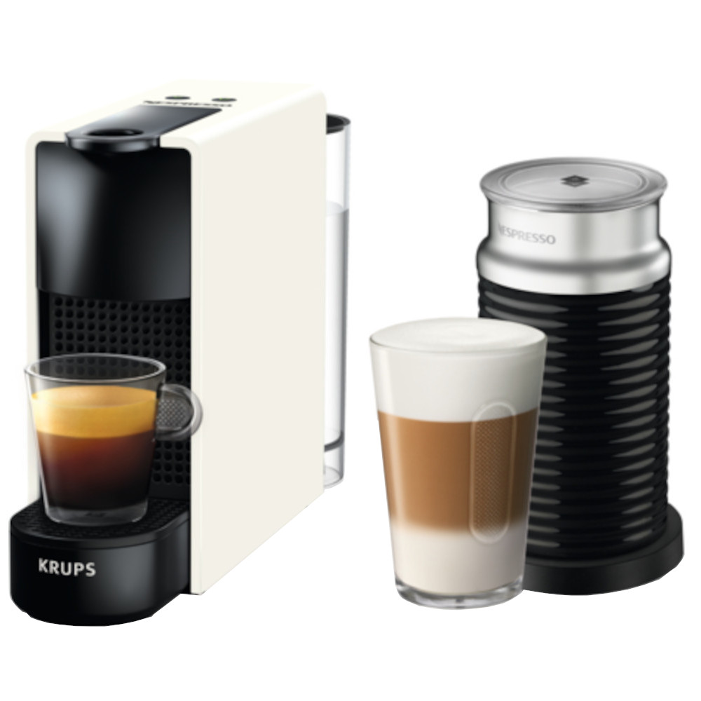 Espressor Nespresso Krups Essenza Mini + Aeroccino Xn111110, 1450 W, 19 Bar, 0.6 L, Alb