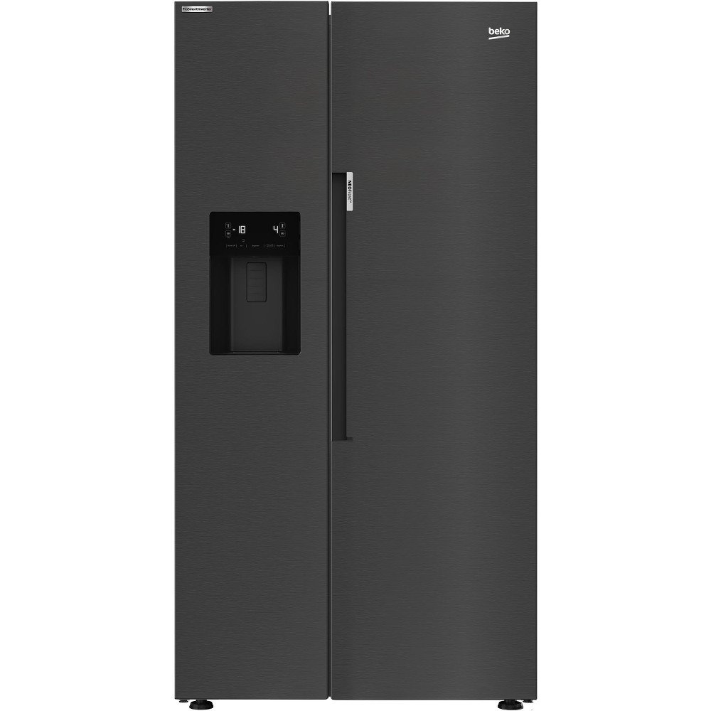  Side by Side Beko GN162341XBRN, 571 l, NeoFrost Dual Cooling, Compresor ProSmart Inverter, Display touch control, Harvest Fresh, EverFresh+, Clasa E, H 179 cm, Argintiu inchis 