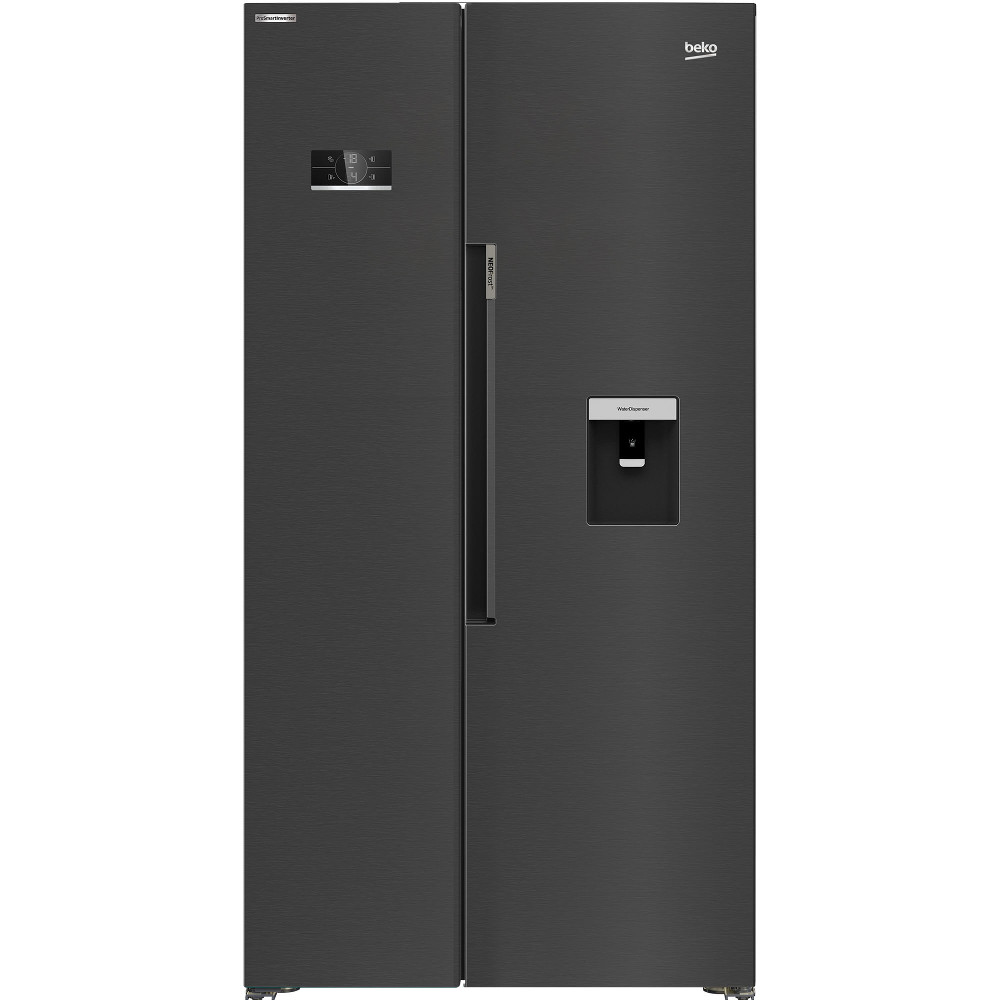  Side by Side Beko GN163240ZXBRN, 576 l, NeoFrost Dual Cooling, ProSmart Inverter, Display touch control, Harvest Fresh, EverFresh+, Clasa E, H 179 cm, Argintiu inchis 