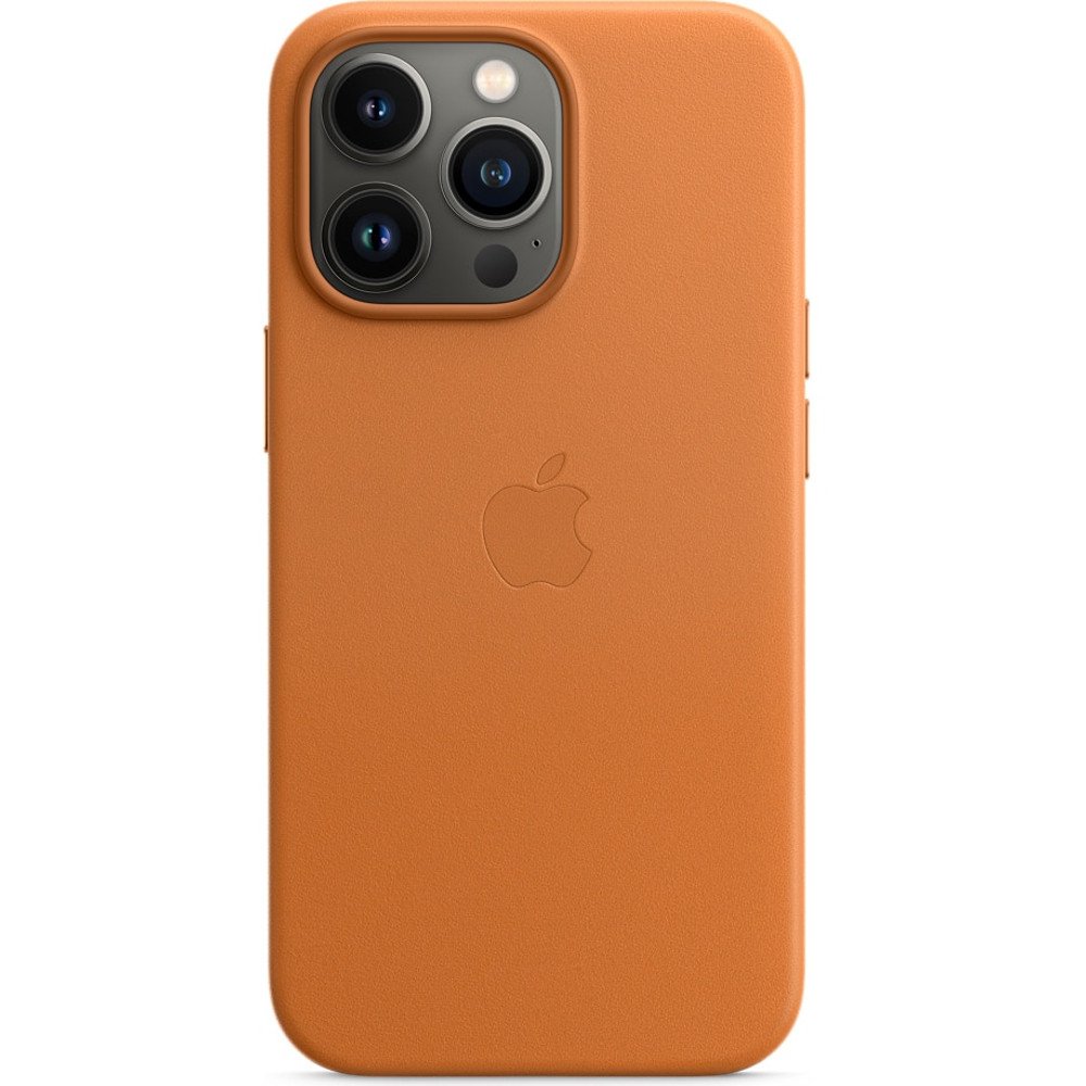 Husa de protectie Apple Leather Case with MagSafe pentru iPhone 13 Pro, Golden Brown