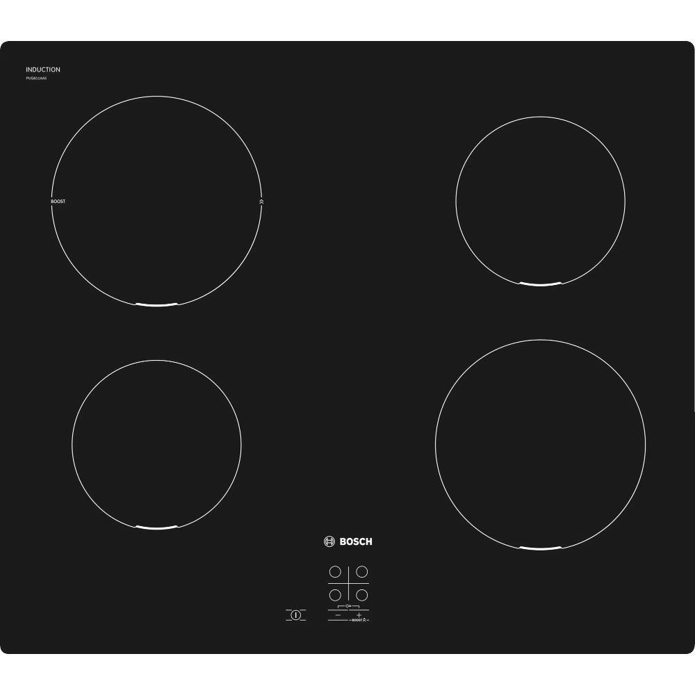 Plita Incorporabila Bosch Pug611aa5e, Inductie, 4 Zone De Gatit, Touchcontrol, Functie Power Boost, Quickstart, Child Lock, Negru