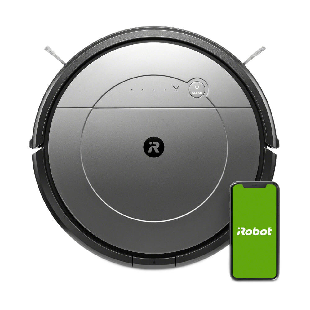  Robot aspirator si mop iRobot Roomba Combo R113840, Wi-Fi, 26kwh/an, 0.45 L, Baterie 3000 mAh, Indicator luminos, Incarcare automata, Autonomie 110 min, Negru/Gri 