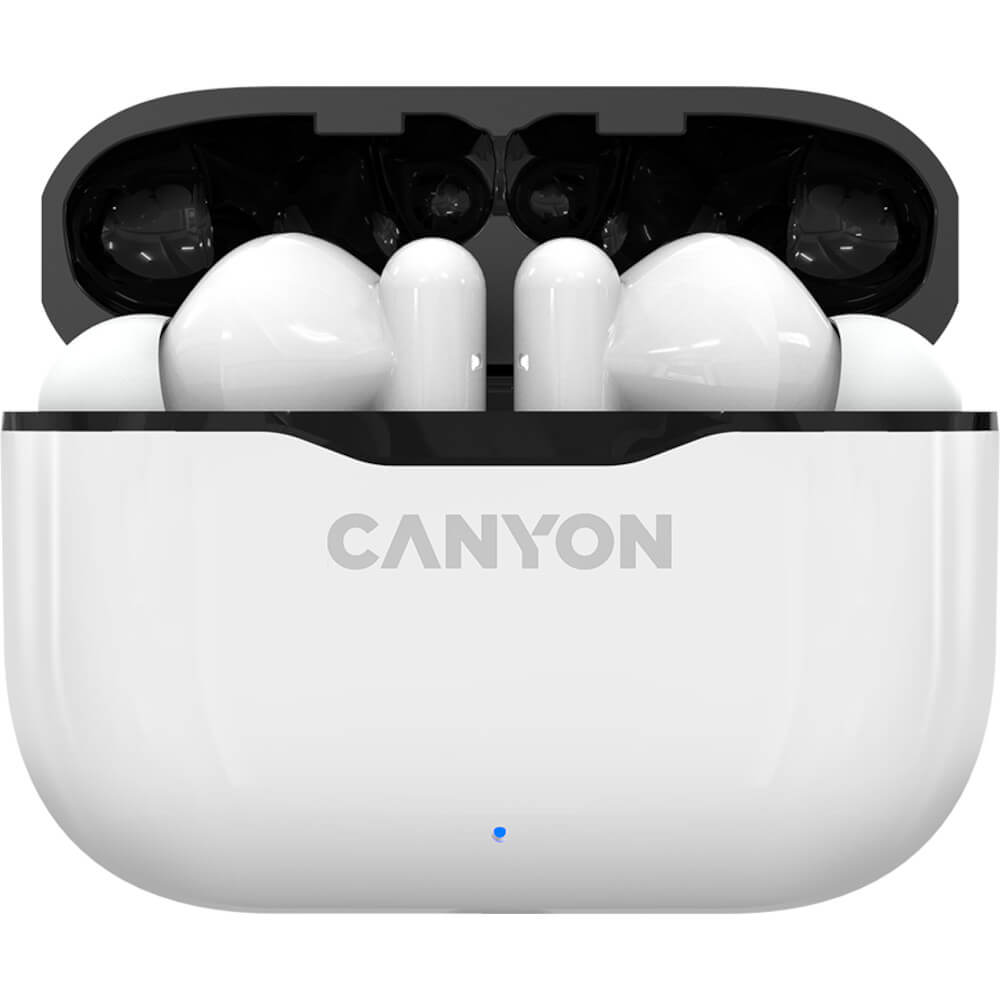  Casti True Wireless cu microfon Canyon CNE-CBTHS3W, Bluetooth 5.0, Waterproof Ip33, Alb 