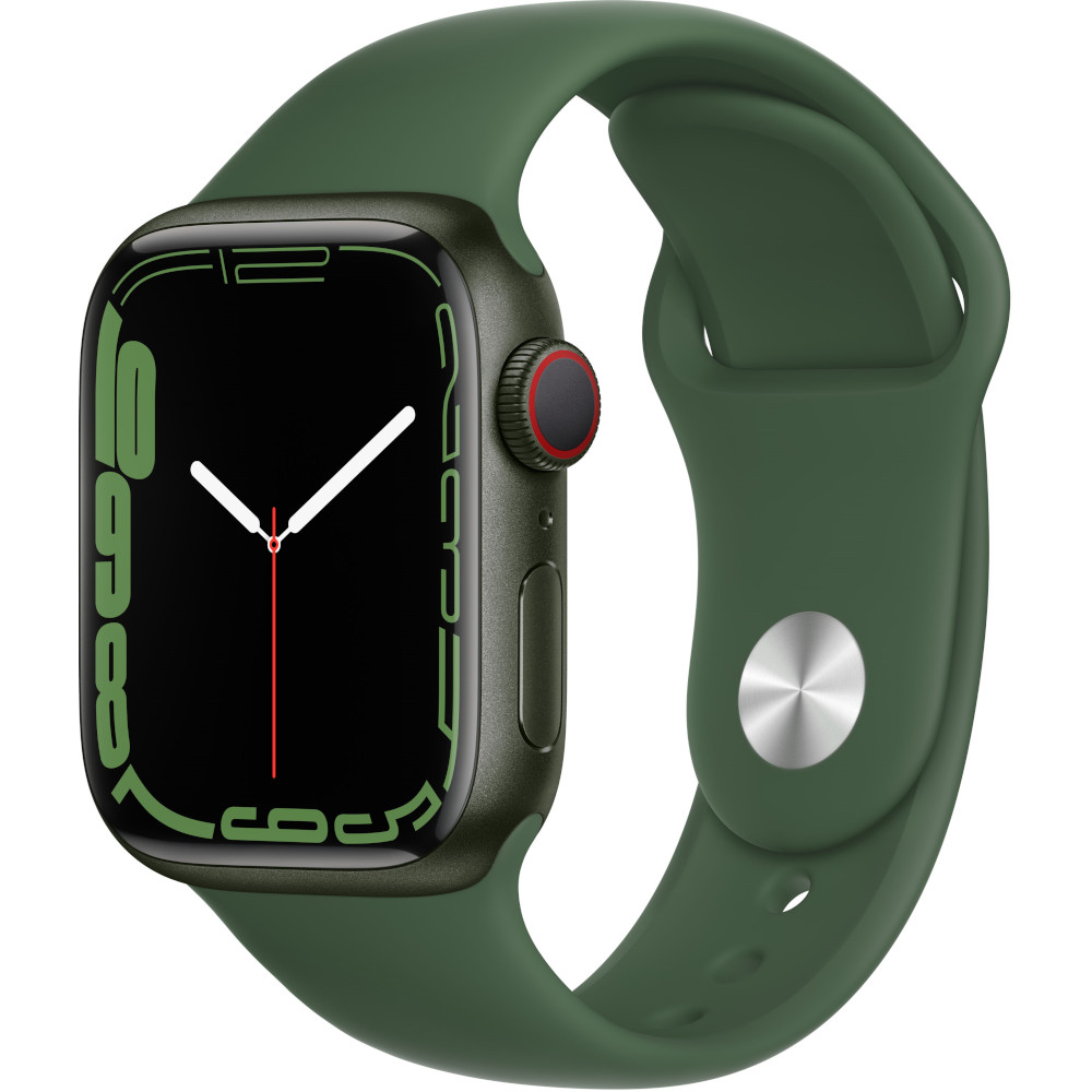 Apple Watch Series 7 GPS + Cellular, 41mm, Green Aluminium Case, Clover Sport Band