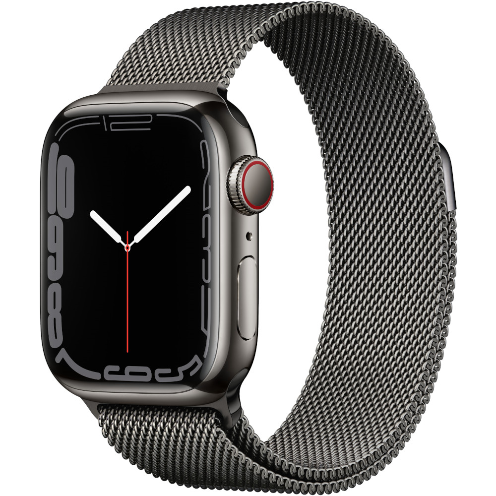 Apple Watch Series 7 GPS + Cellular, 41mm, Graphite Stainless Steel Case, Graphite Milanese Loop