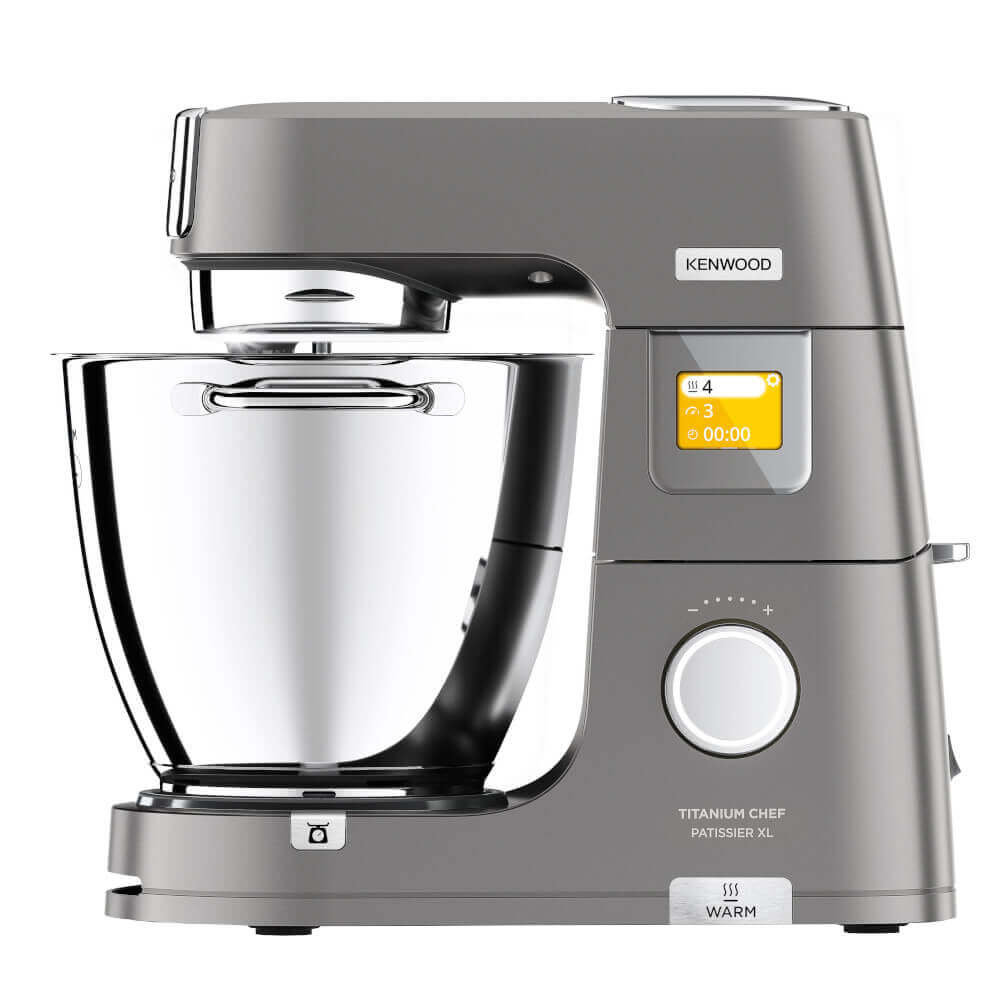  Robot de bucatarie KENWOOD KWL90.164S Titanium Chef Patissier XL, 1400 W, 2 vase 7L/ 5L, 13 viteze, Cantar, 6 functii presetate, Sistem incalzire, 4 accesorii, Argintiu 