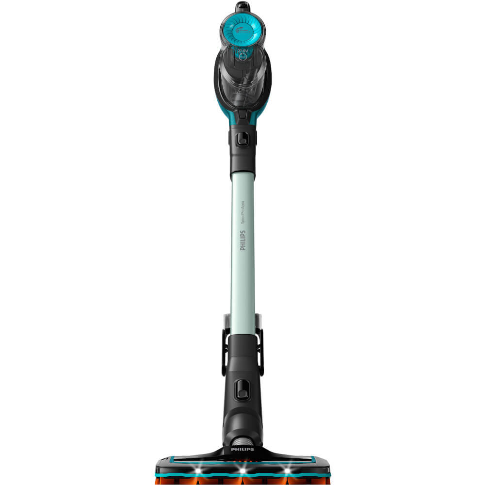  Aspirator vertical Philips SpeedPro Aqua FC6729/01, 0.4 L, 21.6V, 15.76 kWh/an, 80 dB, Autonomie 50 min, Li-ion, Perie LED 180°, Perie mini turbo, Albastru/Negru 