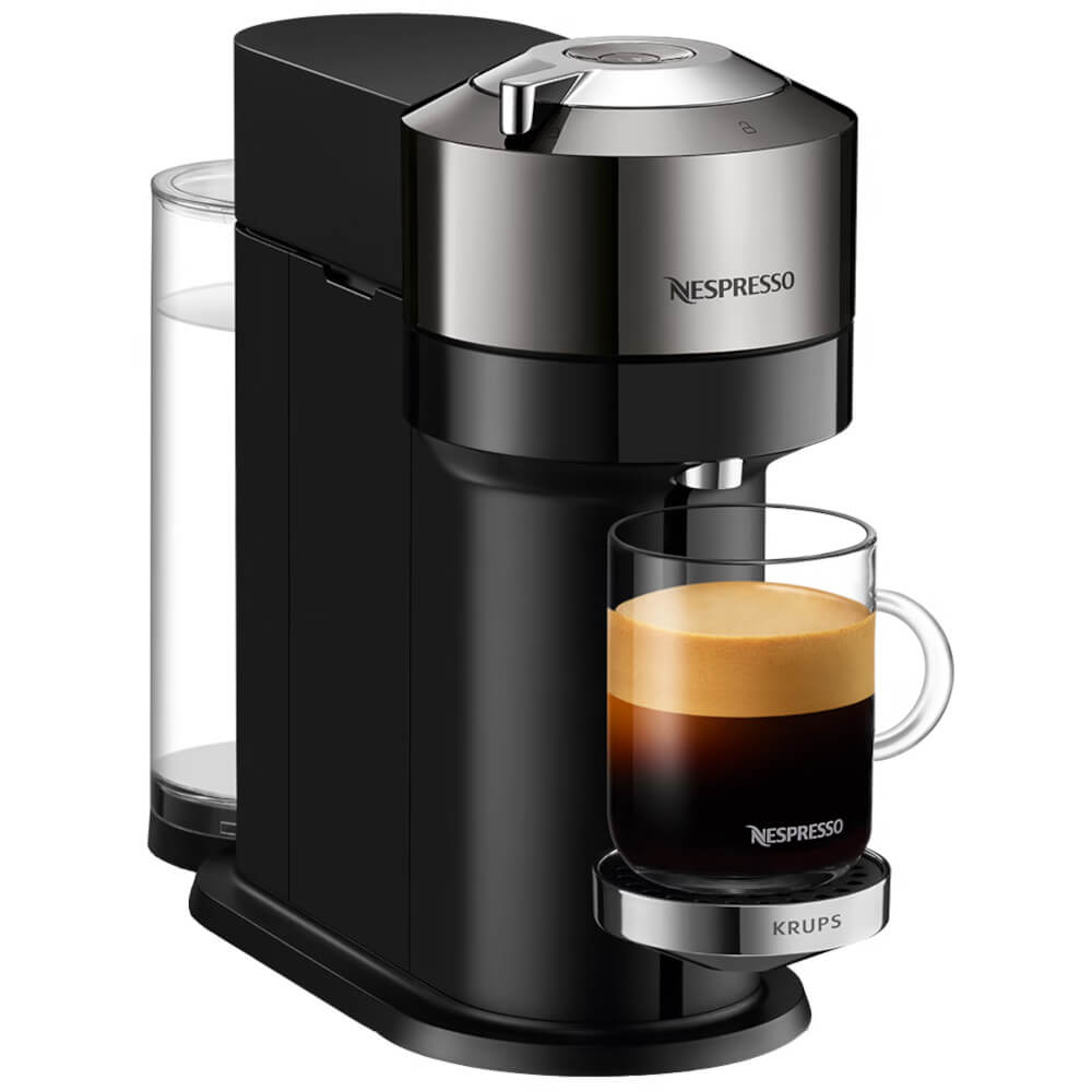  Espressor cu capsule Nespresso Krups XN910C10 Vertuo Next, 1500 W, 1.1 L, Control prin Bluetooth si Wi-FI, Tehnologie Centrifusion, Negru/Gri 