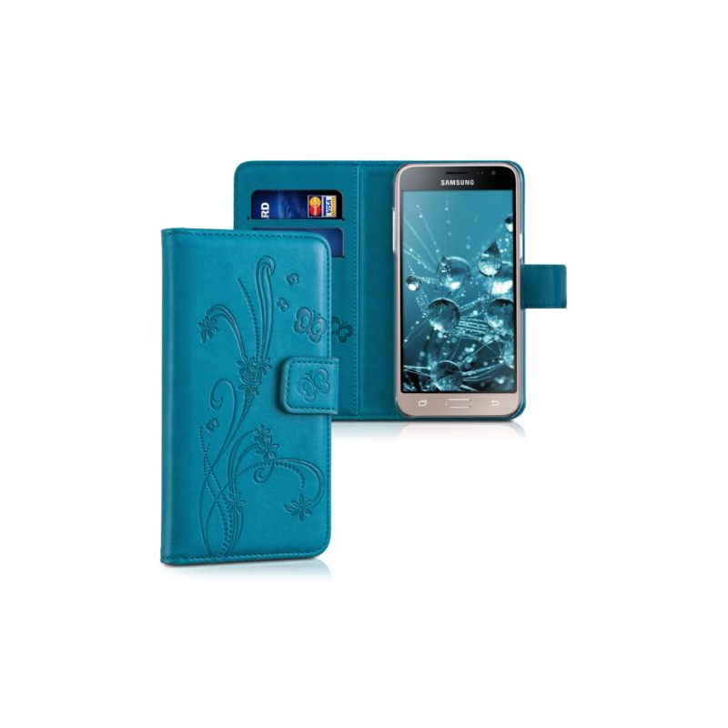 Husa pentru Samsung Galaxy J3 (2016), Piele ecologica, Albastru, 38159.06