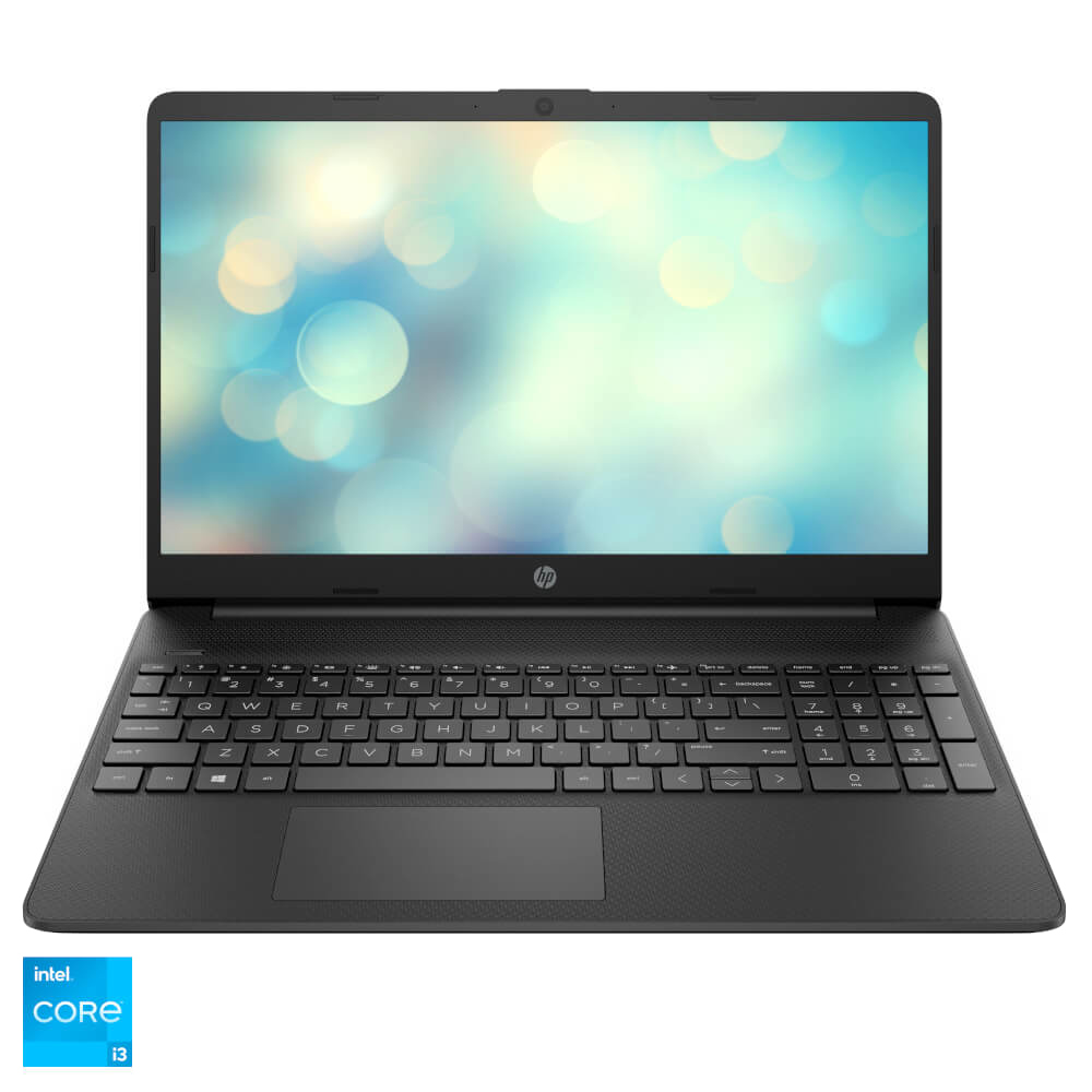 Laptop HP 15s-fq5040nq, 15.6?, Full HD, Intel Core i3-1215U, 8GB RAM, 256GB SSD, Intel UHD Graphics, No OS, Negru
