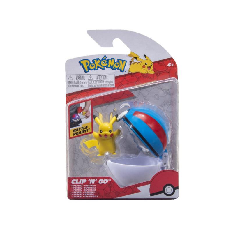 Figurina Clip\' N\' Go Pokemon, model Pikachu #9 si Great Ball