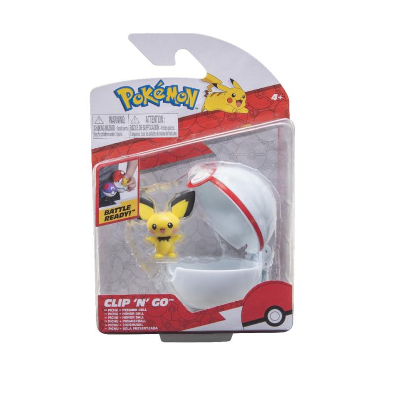 Figurina Clip\' N\' Go Pokemon, model Pichu si Premier Ball