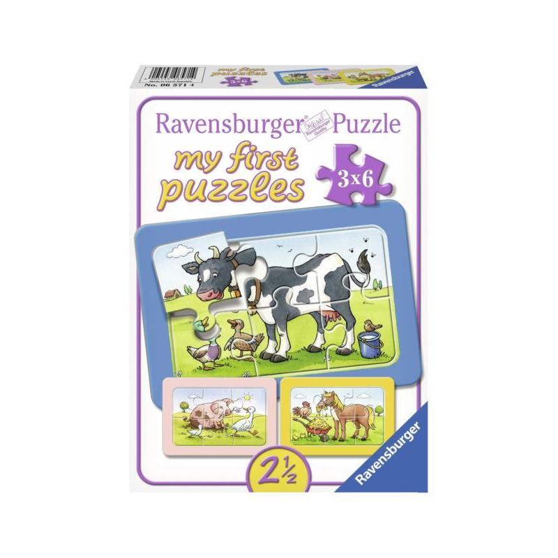  Puzzle animale prieteni, 3x6 piese 