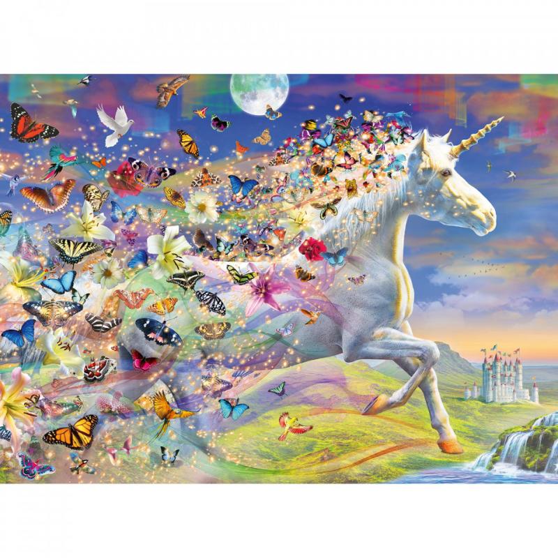  Puzzle Unicorni Si Fluturi, 500 Piese + Stickere 