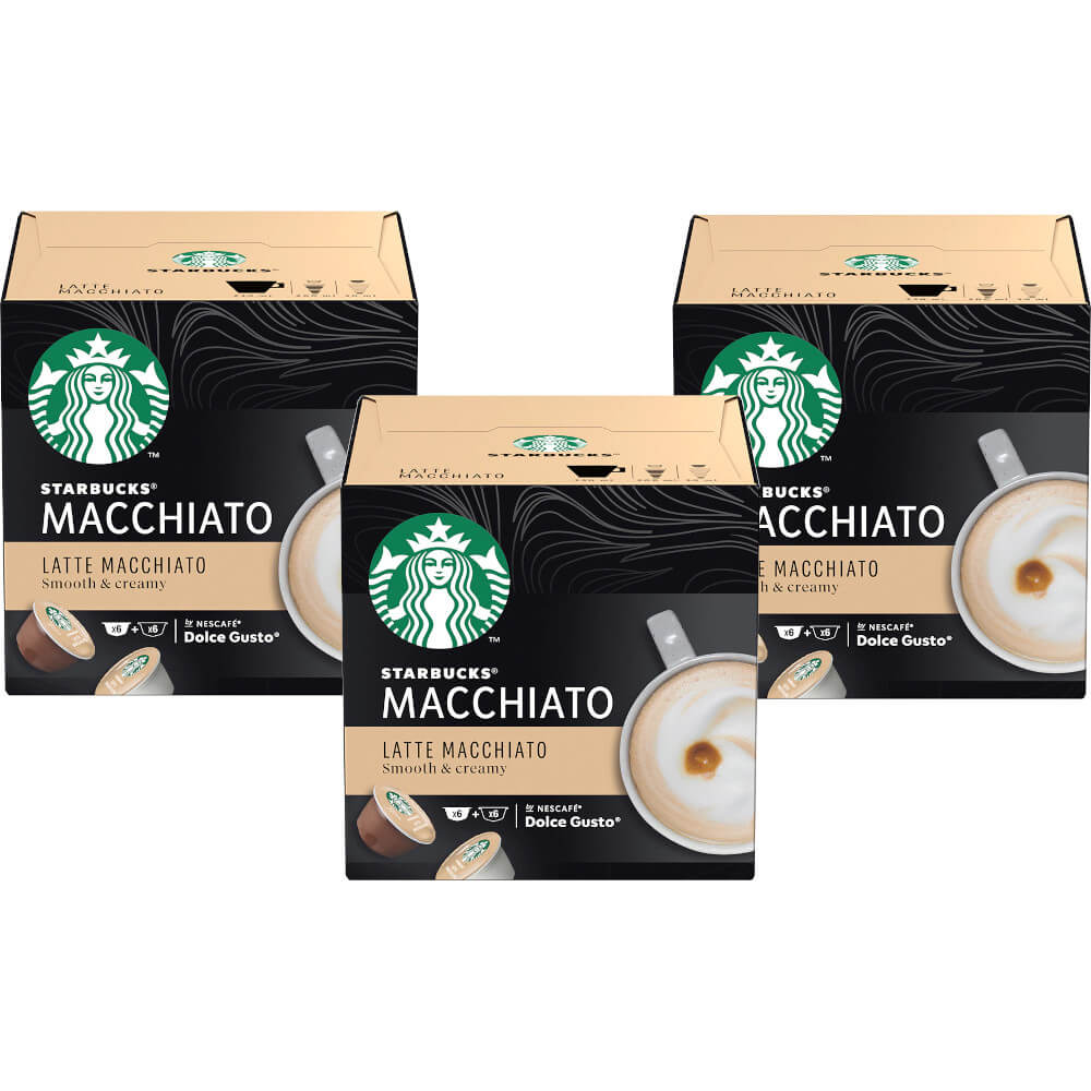  Capsule cafea Starbucks Latte Macchiato compatibile cu Nescafe Dolce Gusto, 36 capsule, 3x129g 