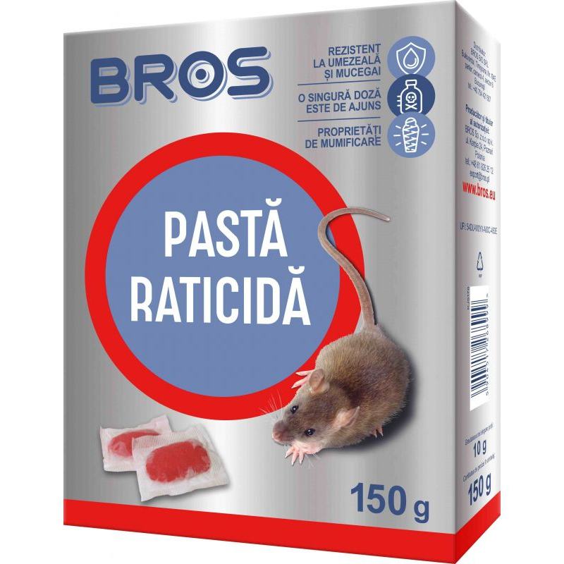 Bros Pasta Raticida Impotriva Soarecilor si a Sobolanilor 150g