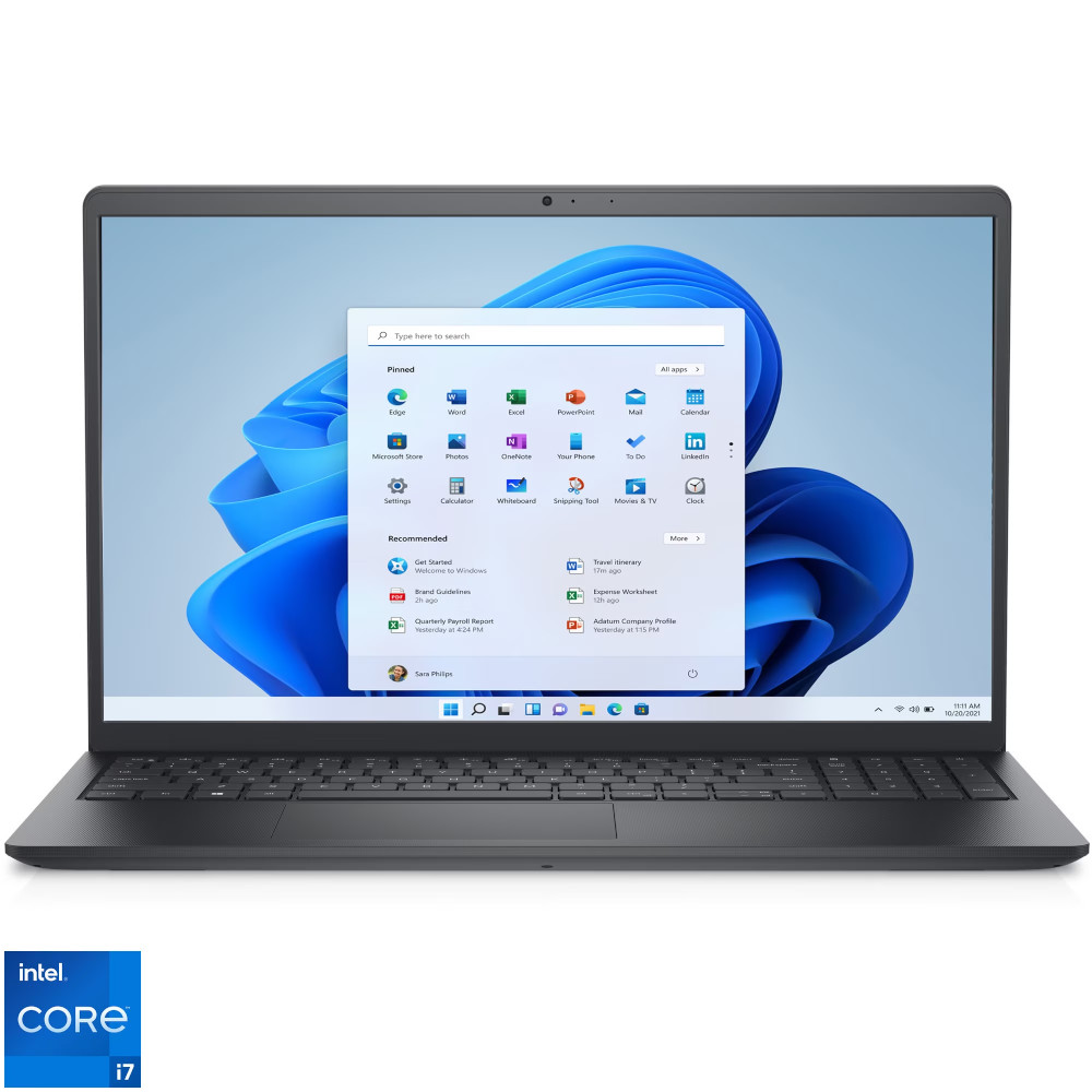  Laptop Dell Vostro 3520, Intel Core i7-1255U, 15.6", Full HD, 16GB DDR4, 512GB SSD, Intel Iris Xe Graphics, Windows 11 Pro 