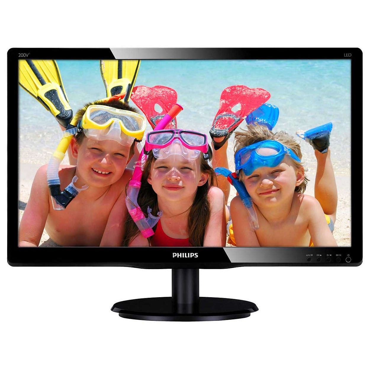  Monitor LED Philips 200V4QSBR/00, 20", Full HD, Negru 