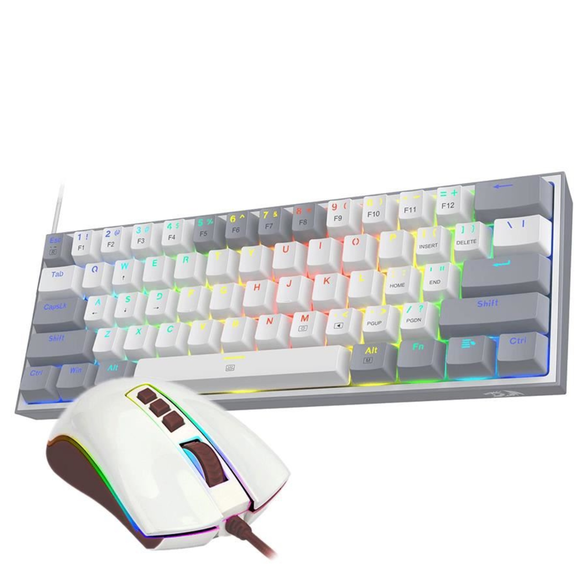 Kit Gaming Tastatura + Mouse Redragon Dinamic Duo, Alb, RGB