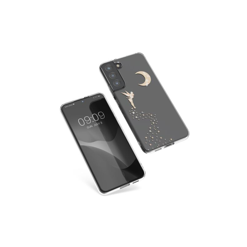 Husa Kwmobile pentru Samsung Galaxy S22 Plus, Silicon, Transparent/Auriu, 58795.01