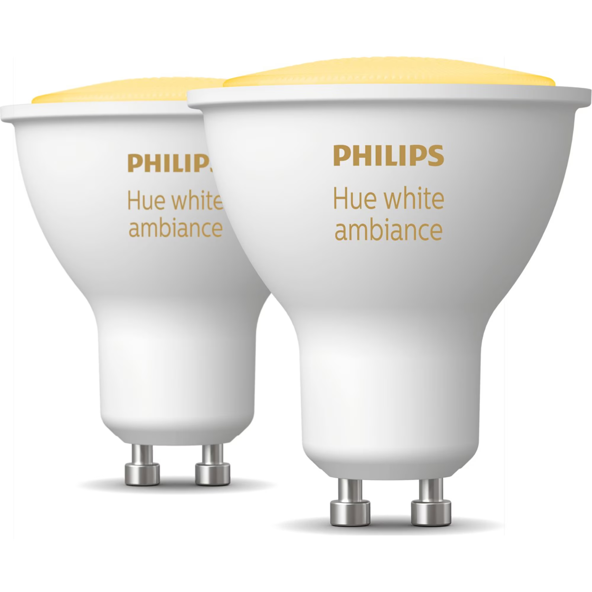 Pachet 2 becuri Smart LED Philips Hue, GU10, 5W (35W), 350 lm, Lumina alba, Bluetooth