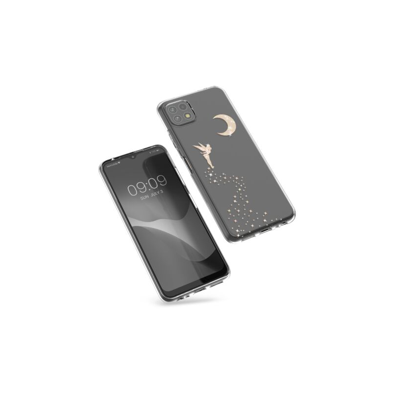  Husa Kwmobile pentru Samsung Galaxy A22 5G, Silicon, Transparent/Auriu, 58792.01 
