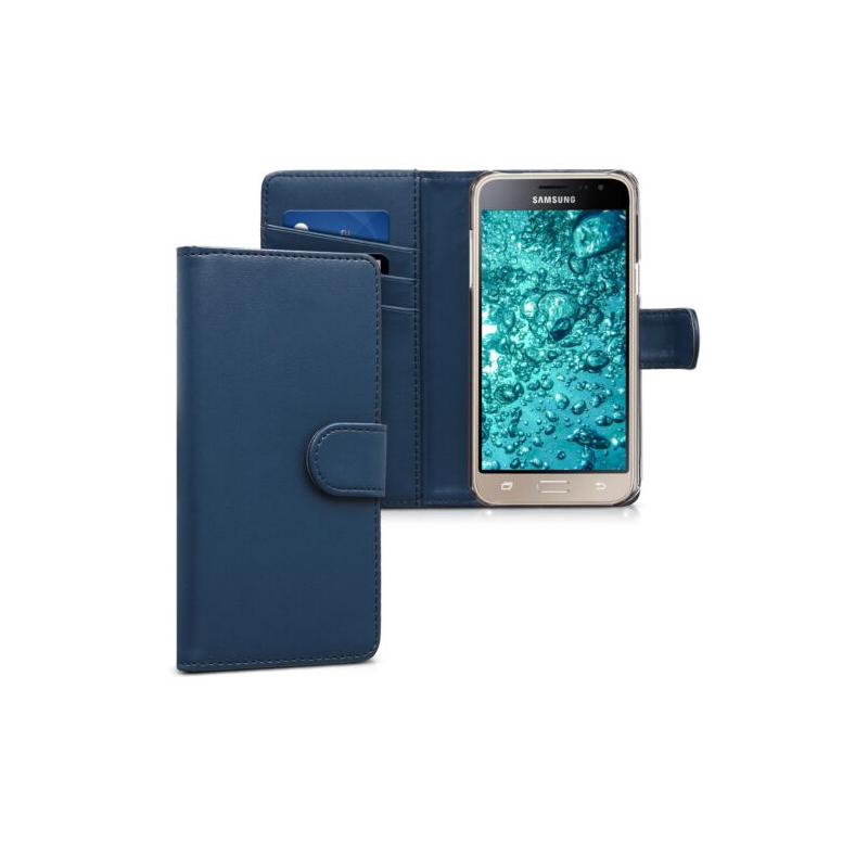 Husa pentru Samsung Galaxy J3 (2016), Piele ecologica, Albastru, 40583.17