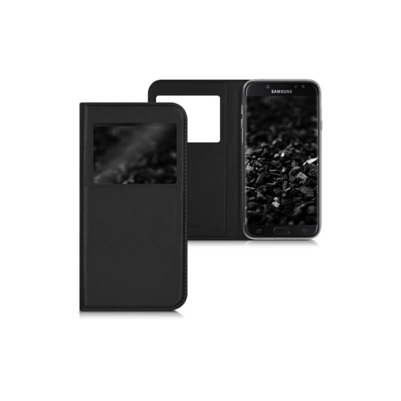 Husa pentru Samsung Galaxy J7 (2017), Piele ecologica, Negru, 43023.01