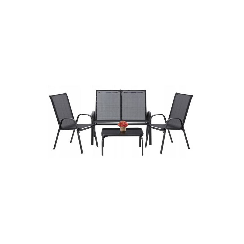  Set mobilier de gradina, 1 canapea, 2 scaune si 1 masa, Negru, 114x66.5x78.5 cm, MCTGarden-1293 