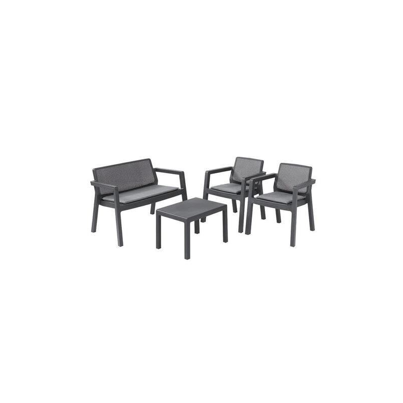 Set mobilier pentru gradina MCT Garden 2262, compus din 1 masa, 1 banca, 2 scaune, Grafit