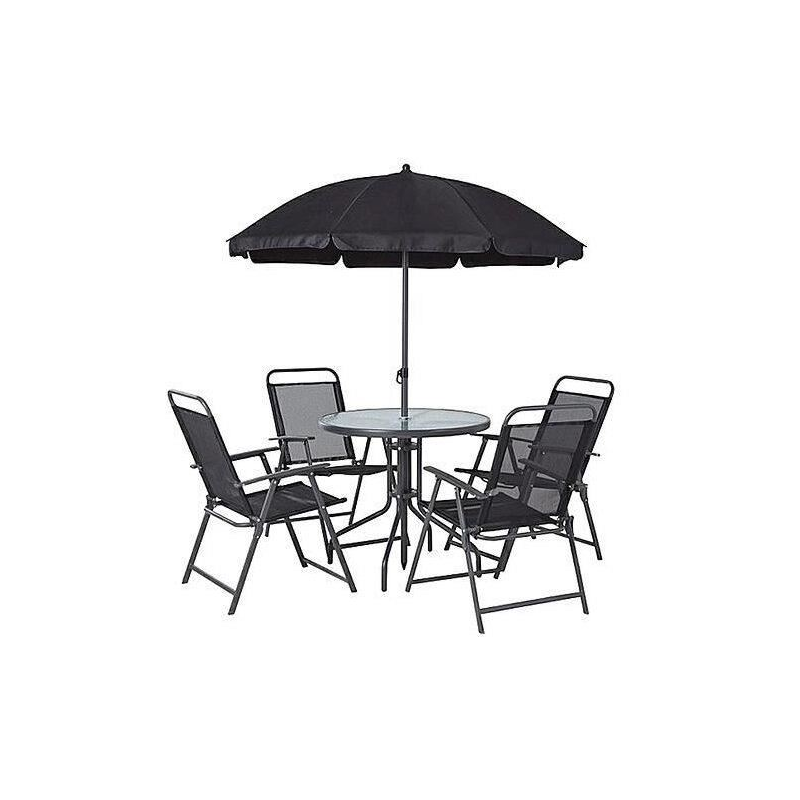 Set mobilier gradina format din 1 masa, 4 scaune si 1 umbrela, Gri, 75x50x90 cm, MCT Garden-17225