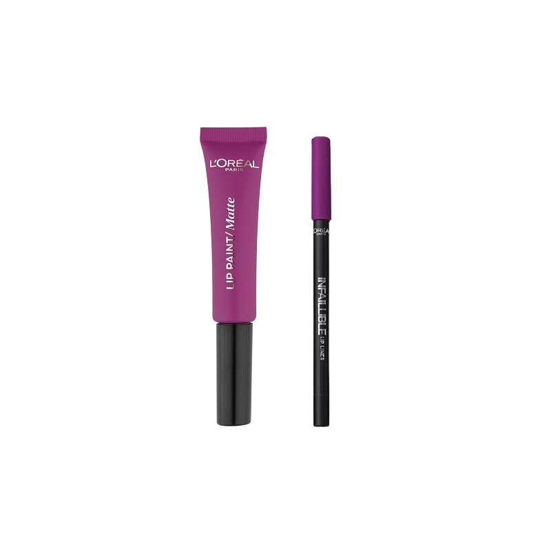  Ruj de buze + Creion contur L'Oreal Lip Kit Paint 207 Wuthering Purple 