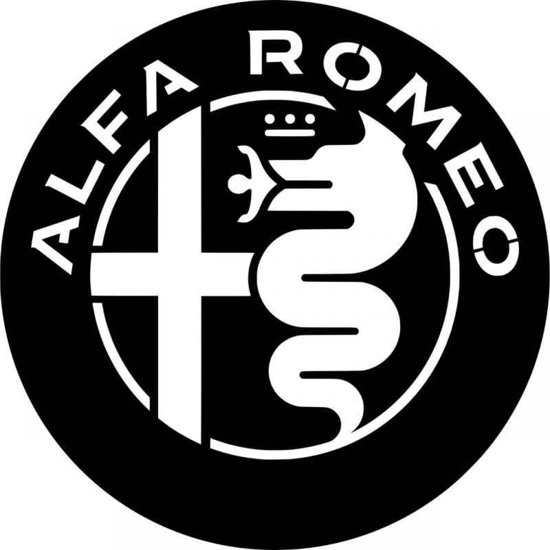  Decoratiune metalica de perete Krodesign Alfa Romeo, diametru 50 cm, negru, grosime 1.5 mm 