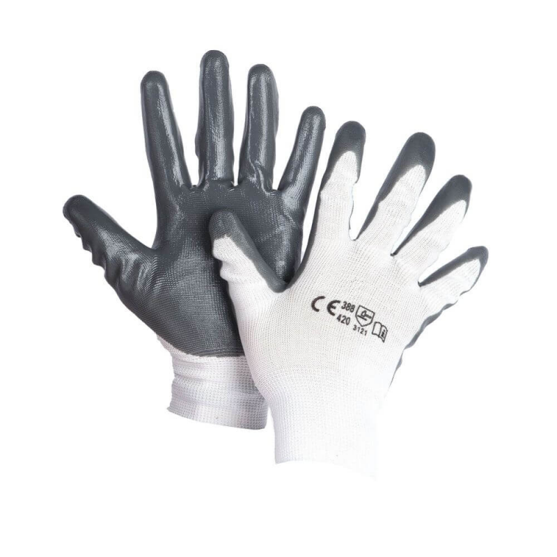  Manusi Protectie Gray Eco M13, 10/XL, Tesatura Nylon, Nitril, Alb/Gri 