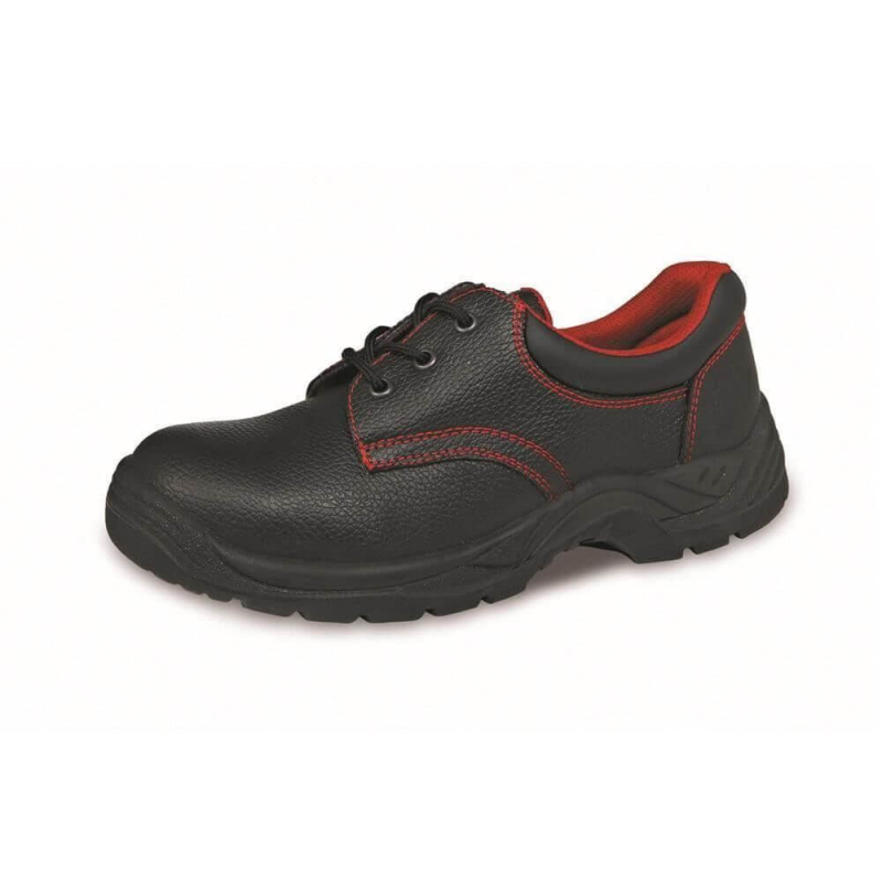  Pantofi de Protectie PROTEK Marimea 40, Bombeu Metalic, Piele Spalt de Bovina, Negru/Rosu 