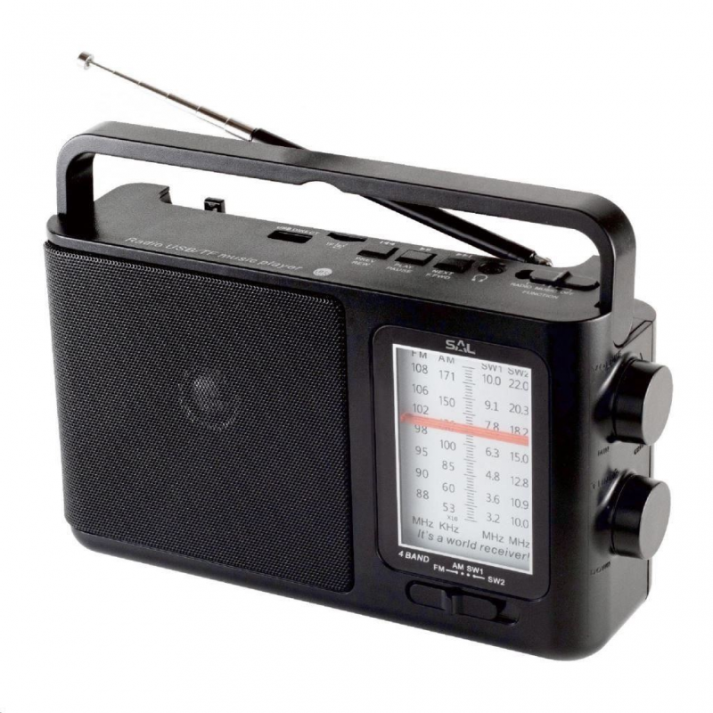Radio portabil, SAL MP3-BT, 4 benzi, AC/DC, microSD, 3W
