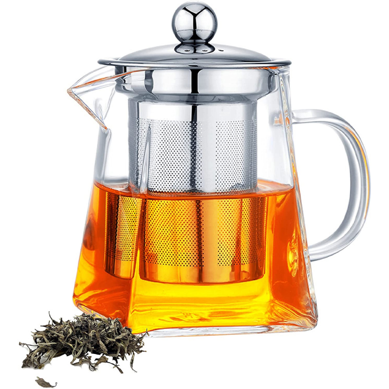  Ceainic cu infuzor Quasar & Co, 550 ml, Ø8 x h12 cm, recipient pentru ceai/cafea, transparent 