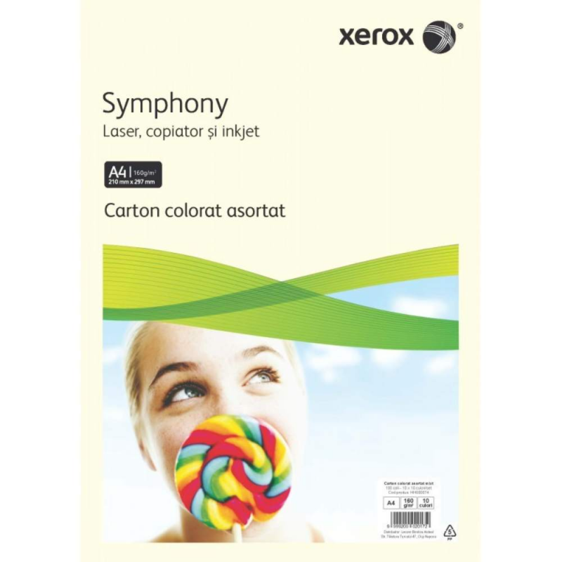  Top 100 Coli Carton de Copiator Asortat Mixt Xerox, A4, Diverse Culori, 160 g/m² 