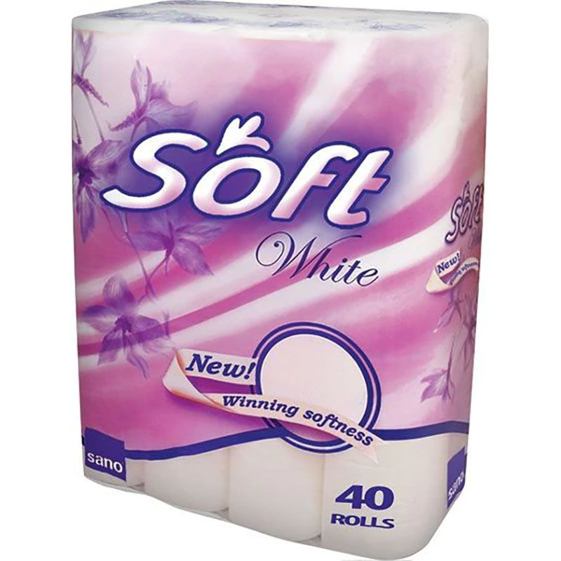  Hartie igienica Sano Soft White, 2 straturi, 40 role 