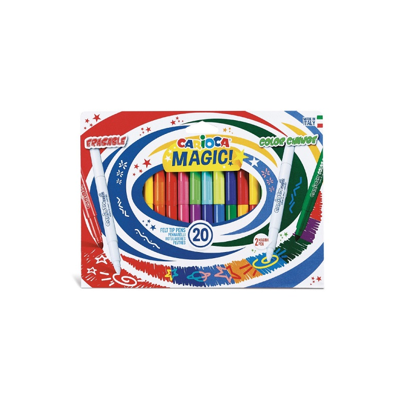 Carioca Erasable, Varf Gros - 6mm, 9+9+2/cutie, Carioca Magic Color Change