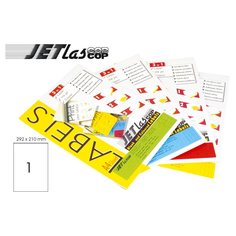 Etichete Color Autoadezive 1/a4, 210 X 292 Mm, 25 Coli/top, Jetlascop - Rosu 