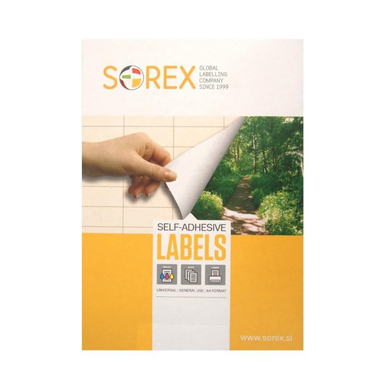  Etichete Autoadezive Sorex Albe in Coala, 24/A4, 100 Coli, 70x35 mm 
