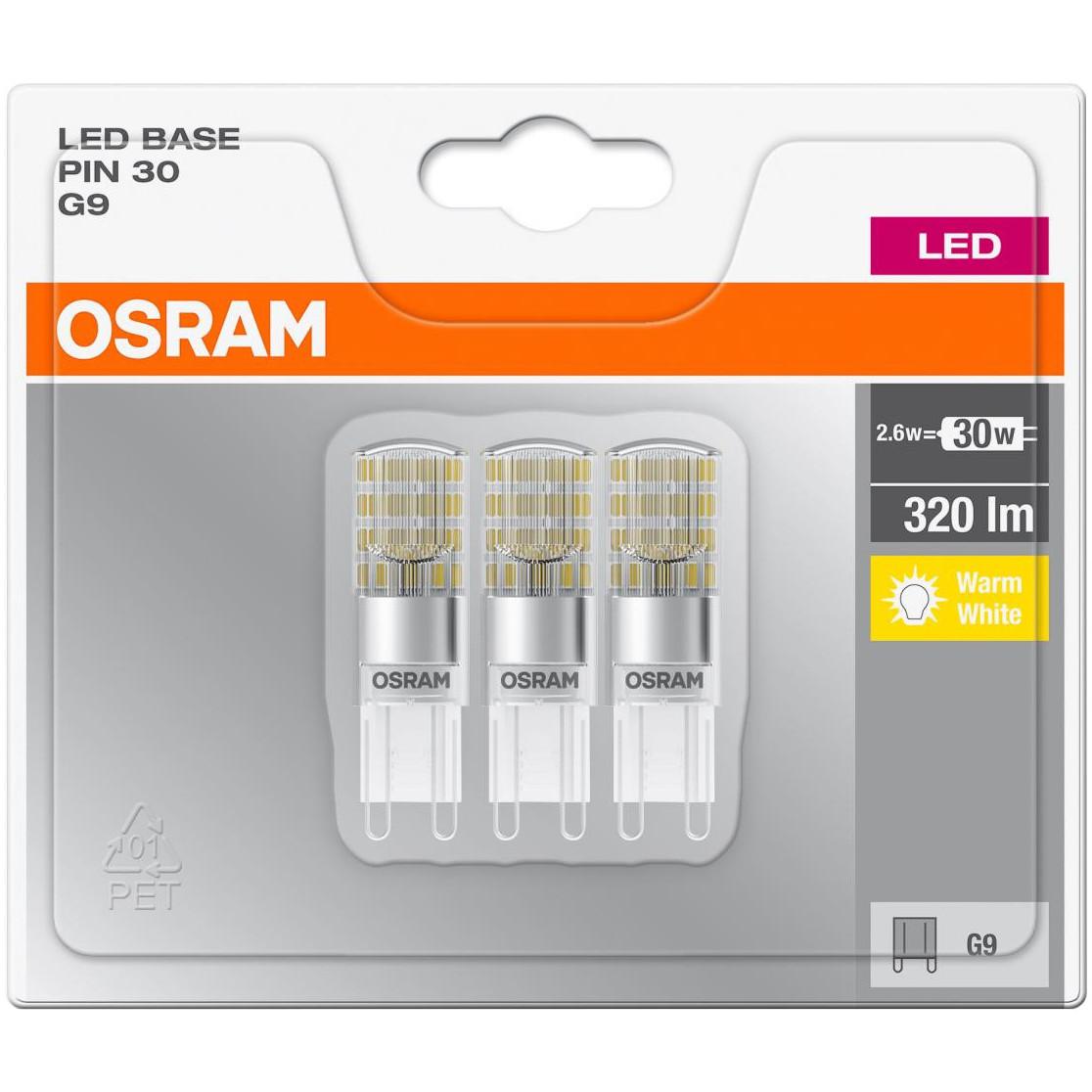  Set 3 becuri LED Osram, Soclu G9, 2.6W, Lumina calda 