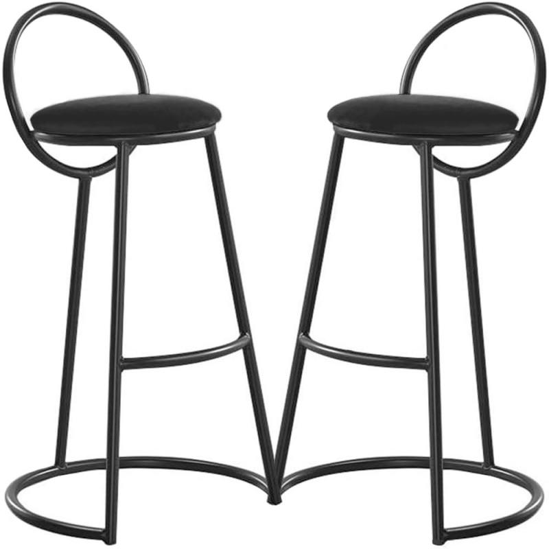 Set 2 scaune bar, Quasar & Co, tapitat, 50 x 40 x 93 cm, metal/catifea/burete, negru
