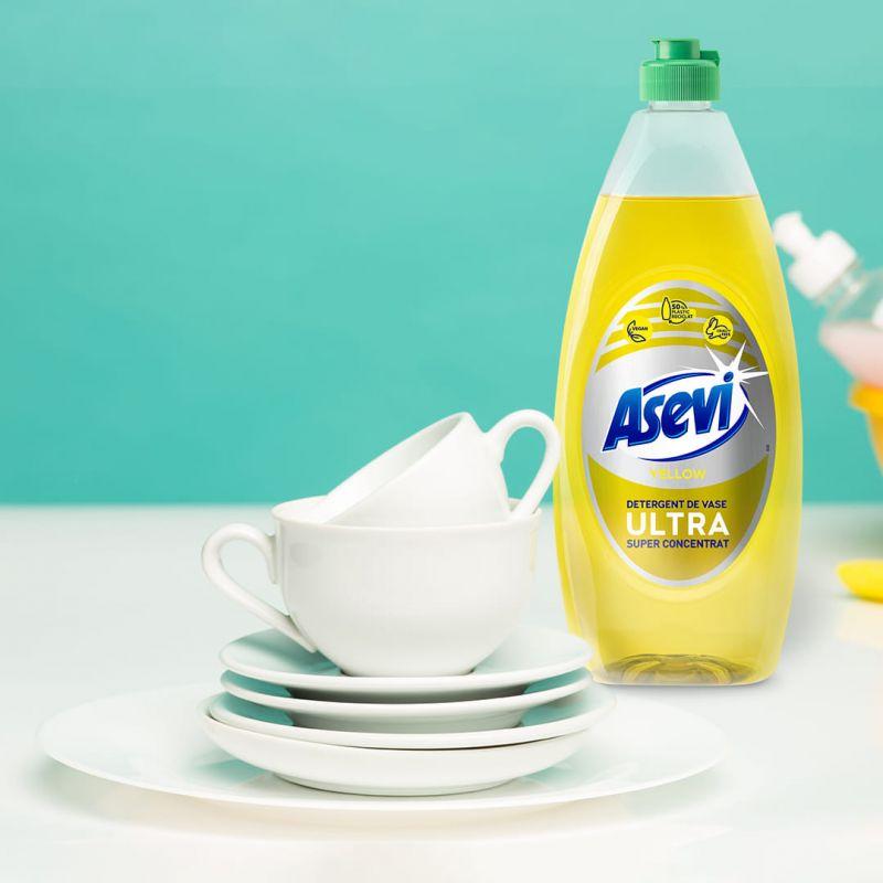 Detergent lichid vase, Asevi Ultra Yellow, 650 ml